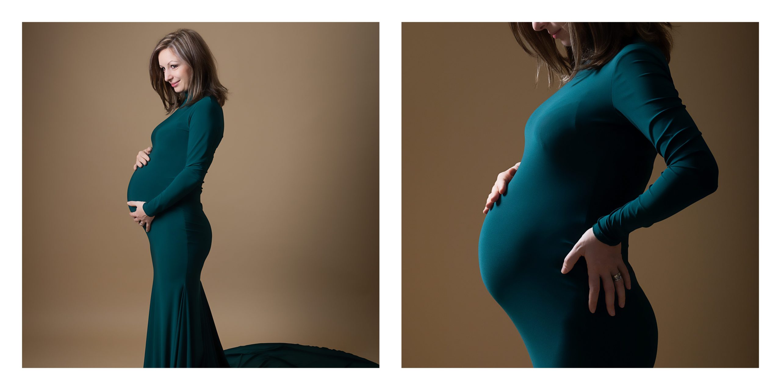 15. Robe moulante vert bouteille photographe grossesse à Baugy