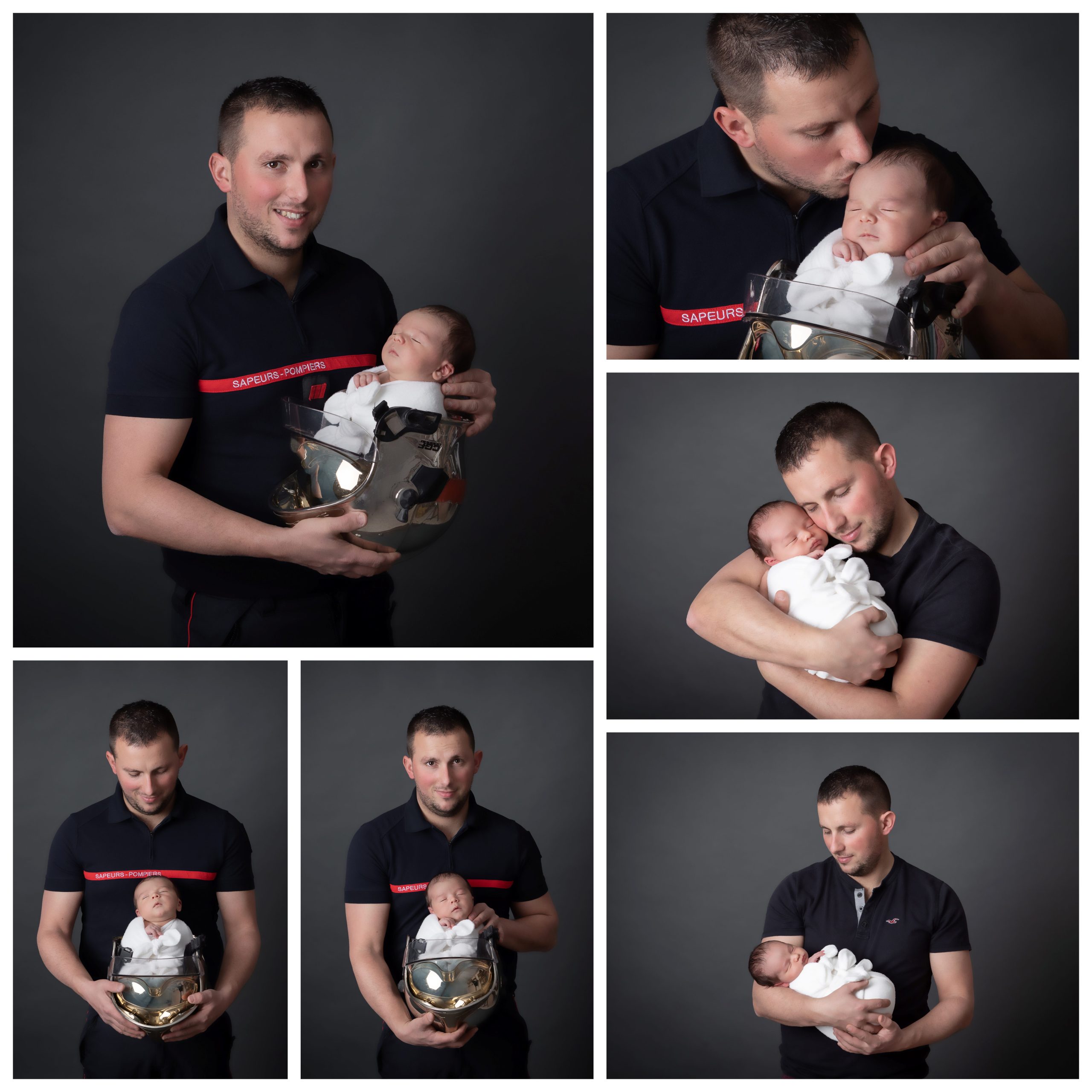 photographe naissance pompier à Bourges Shooting photo naissance papa pompier à Bourges