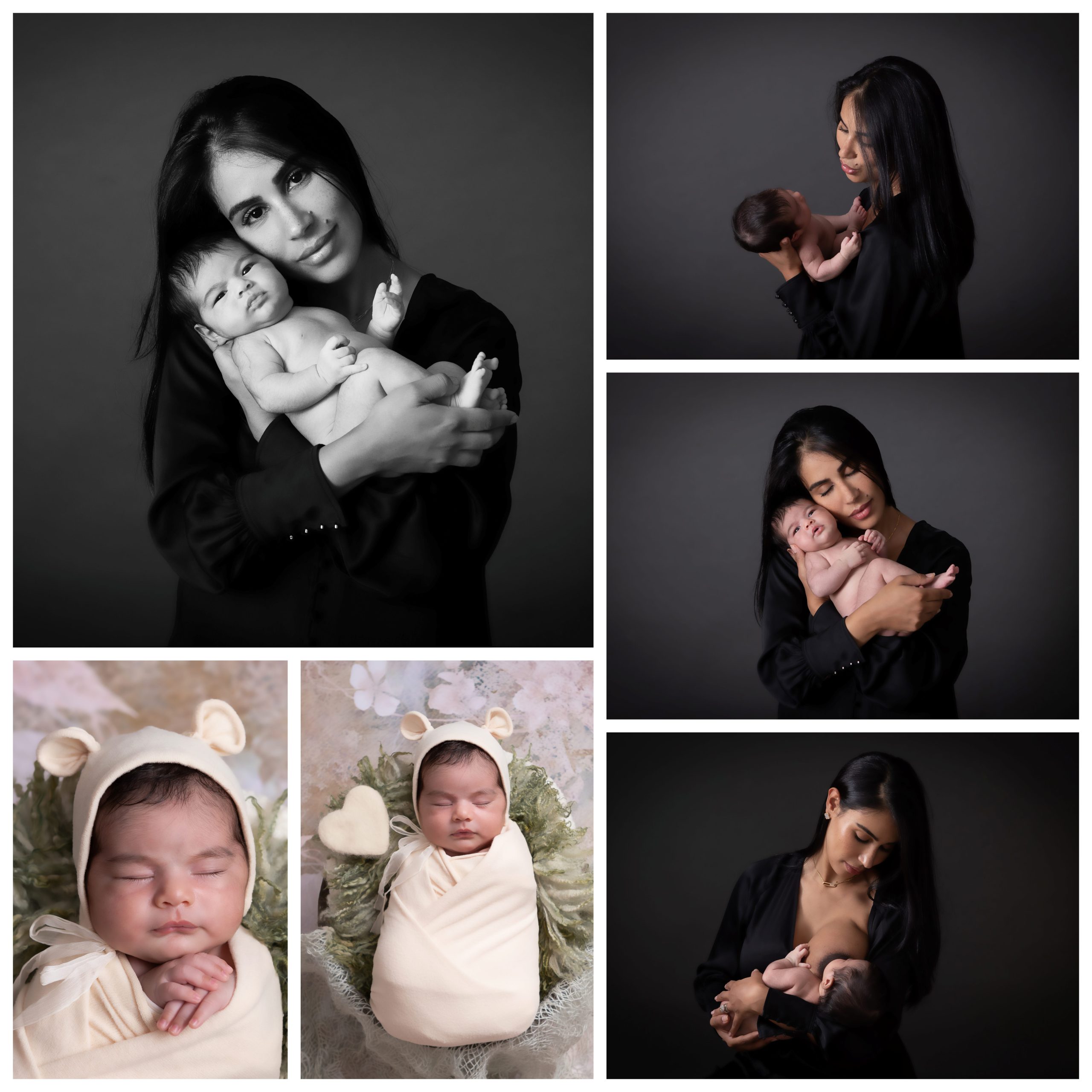 Photo maman nouveau en studio photo à Baugy Shooting naissance bébé avec maman à Bourges