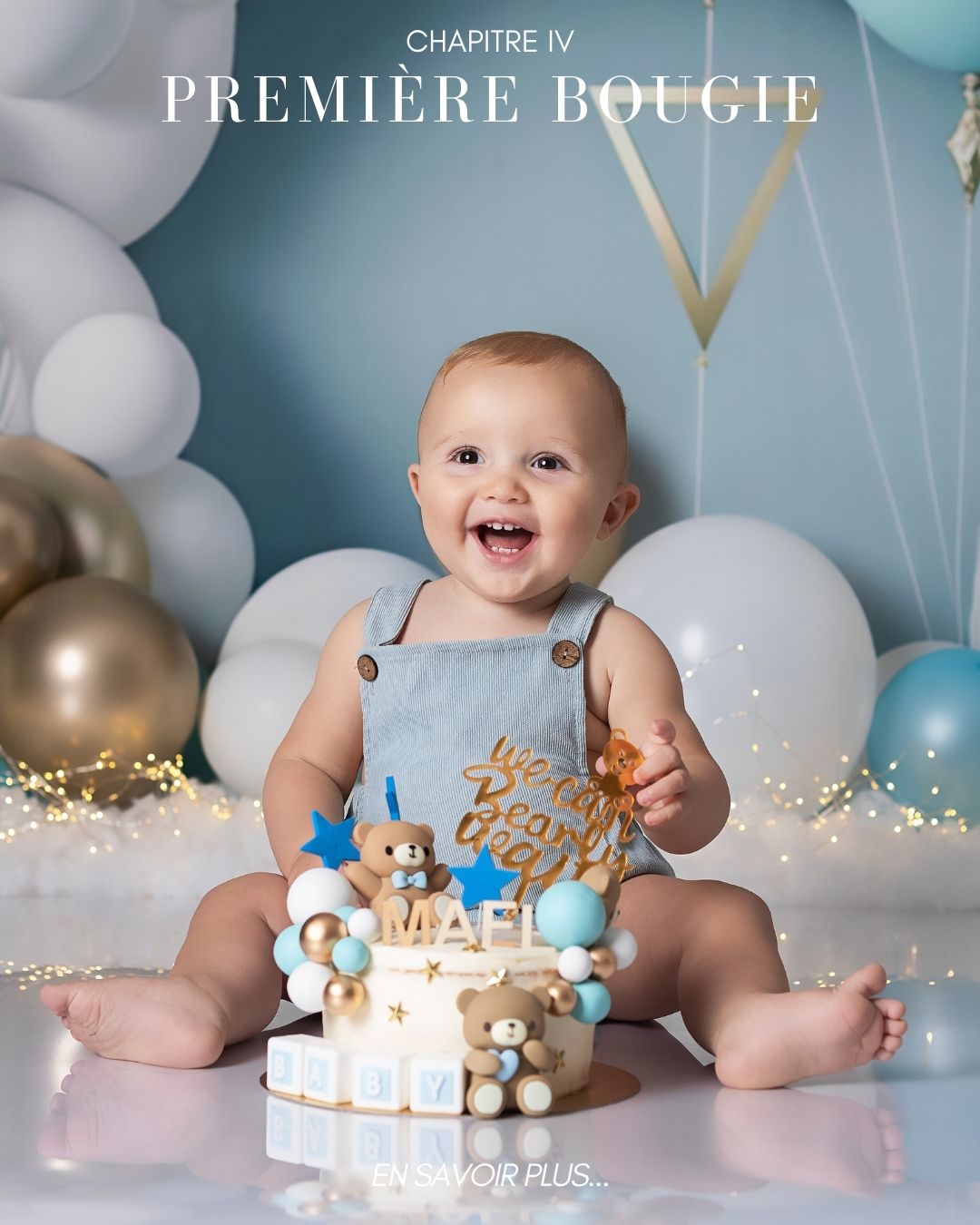 photographe pour anniversaire enfant 1 an première bougie smash the cake studio photo à Baugy Bourges Nevers