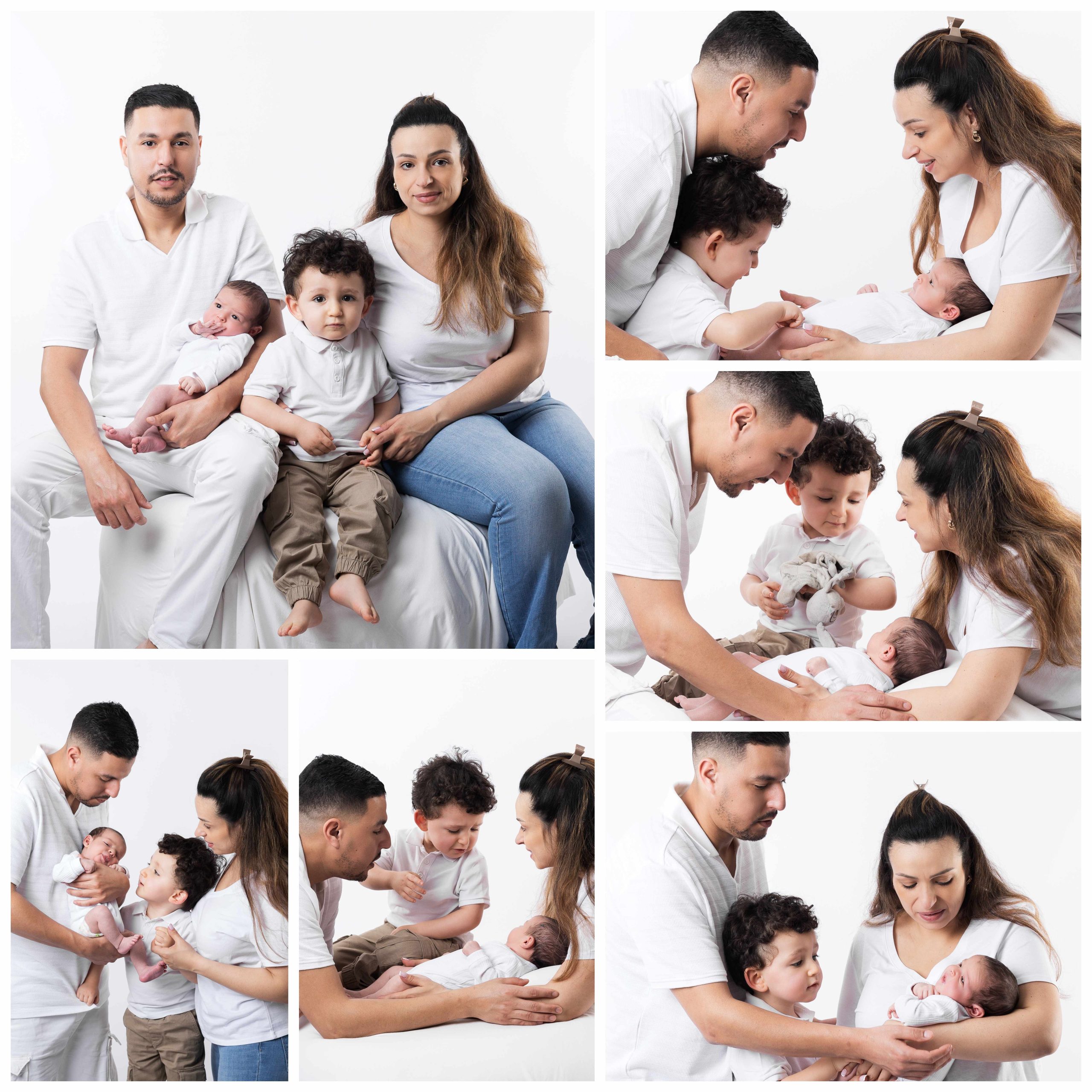 Séance photo naissance famille sur fond blanc à Baugy Venez immortaliser les premiers jours de bébé en famille