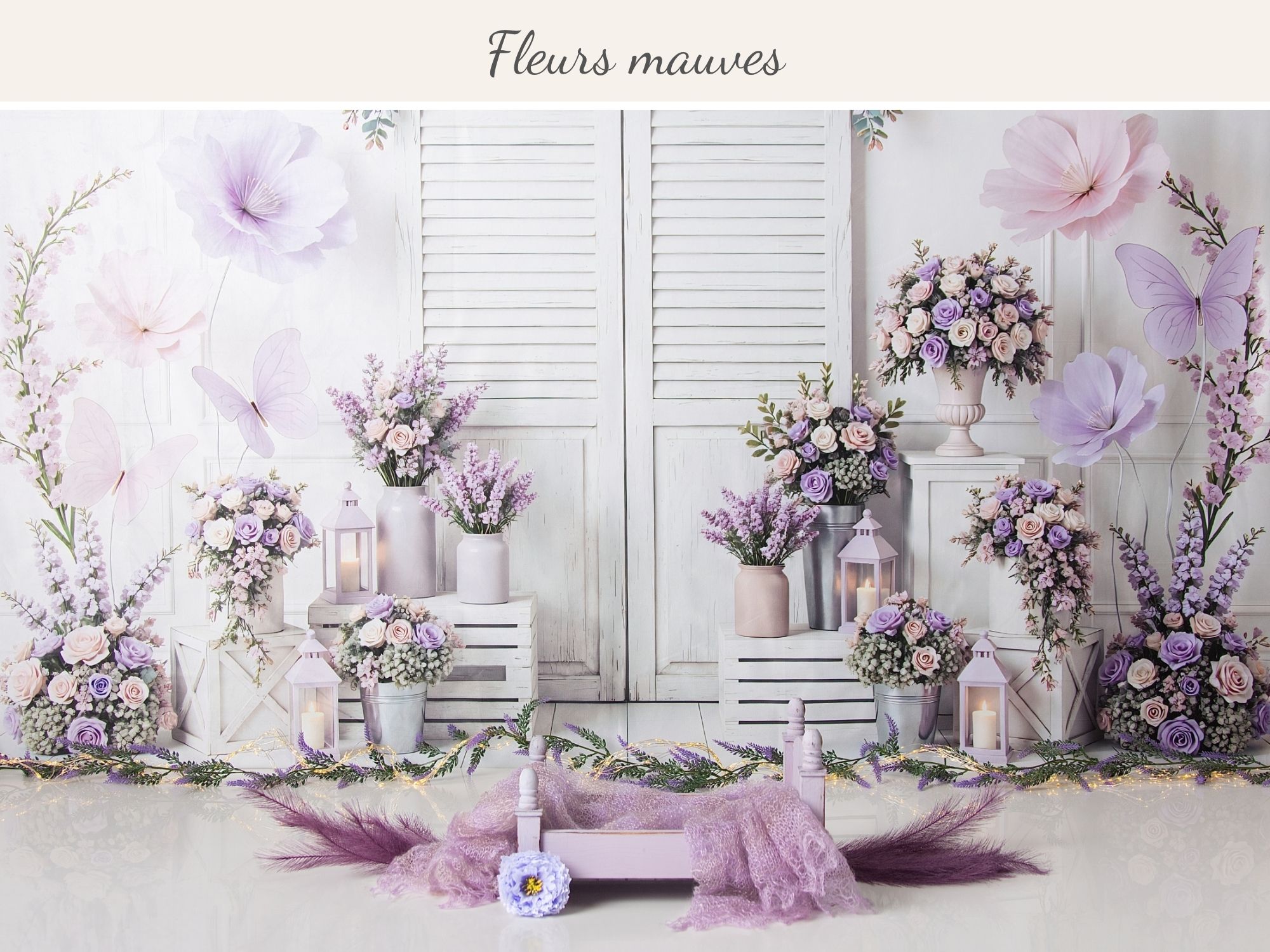 Joli shooting petite fille avec fleurs mauves