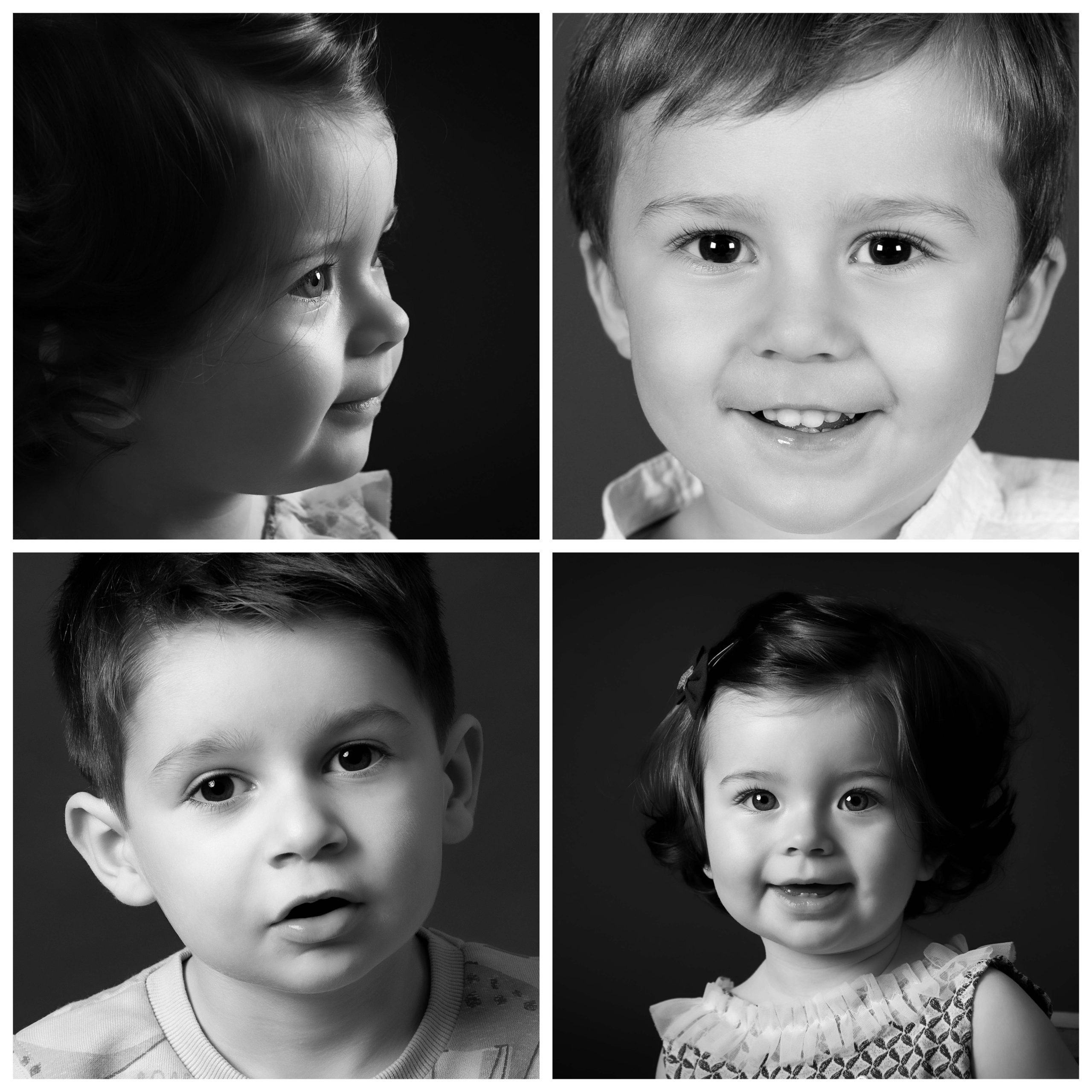 céline-denjean-photographe Visage d'enfants photographiés en noir et blanc par le studio photo des petits moineaux à Bourges