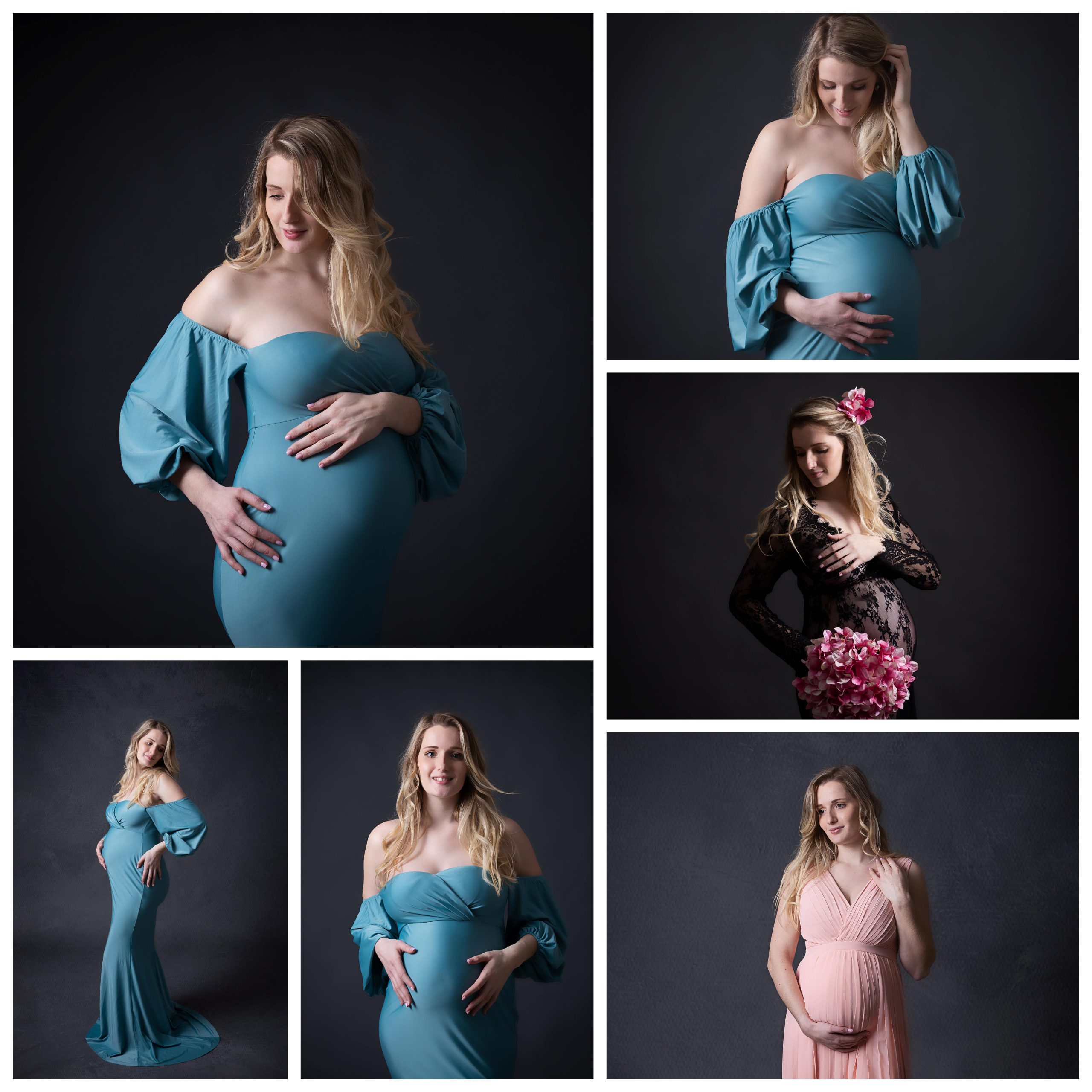 photographe avec studio photo à Baugy grossesse en studio sur fond noir