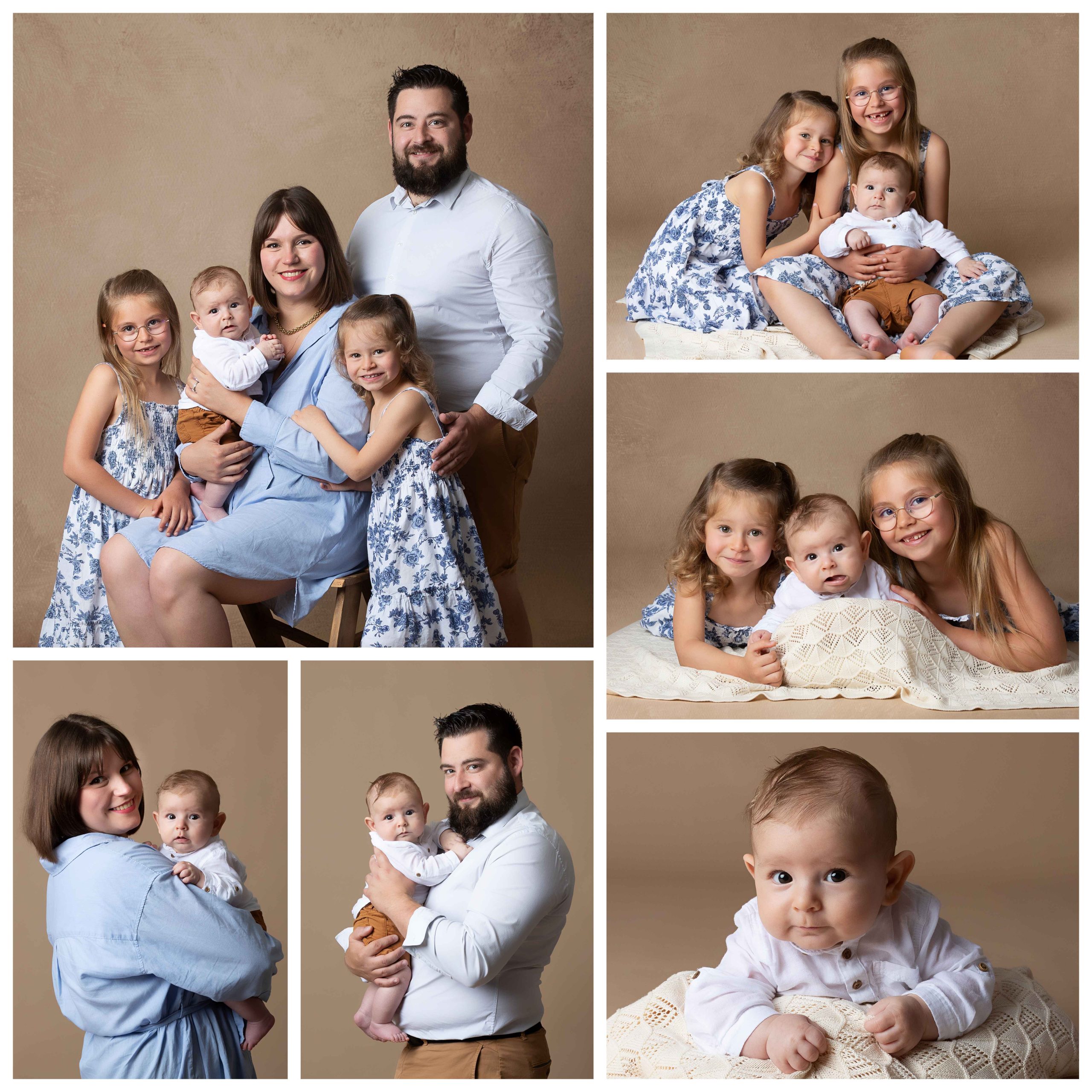 studio photo professionnel à baugy près de bourges Famille de 5 personnes photographiée en studio à Baugy pour des souvenirs impérissables