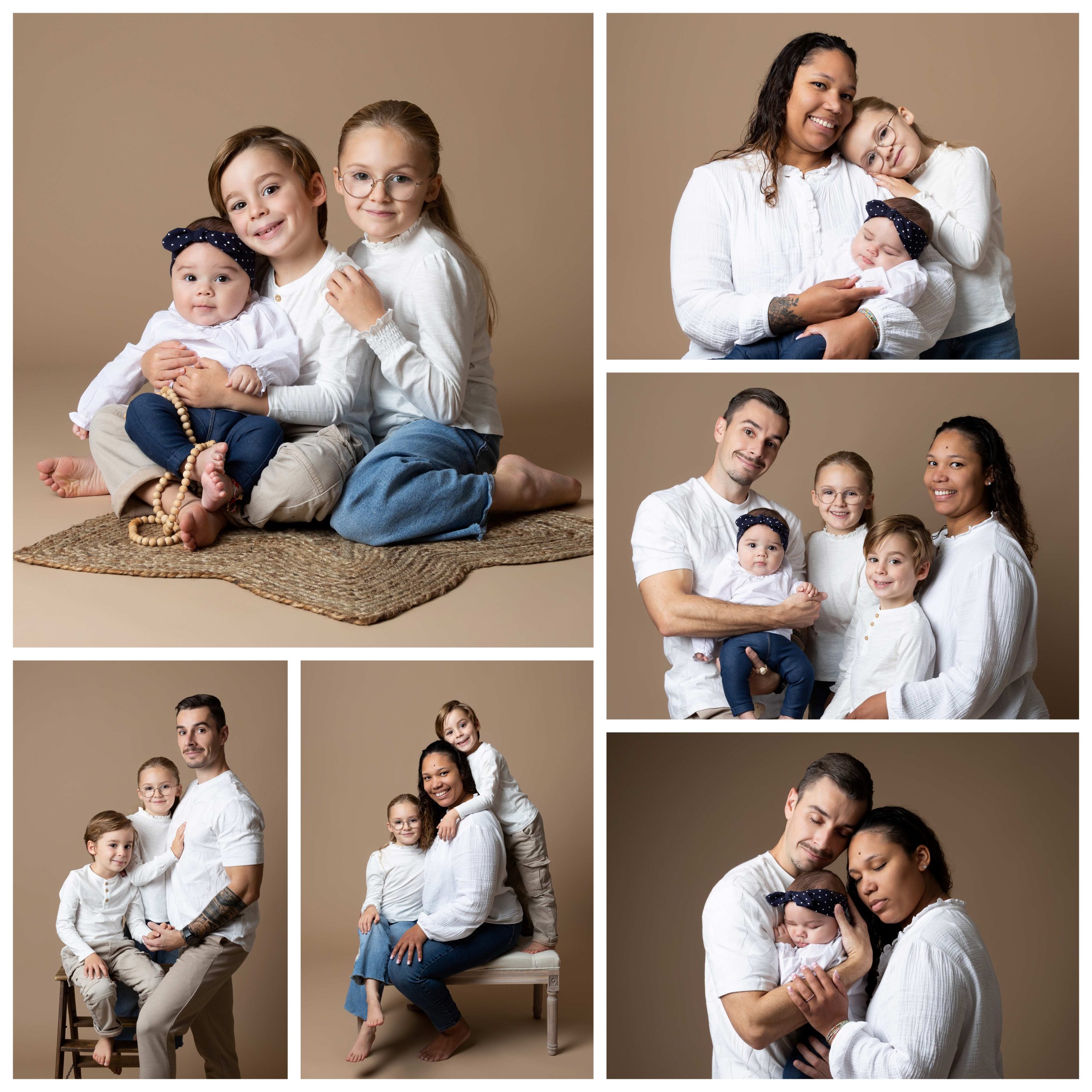 Photographe ente Bourges et Nevers Belle famille recomposée photographiée au studio photo de Céline Denjean
