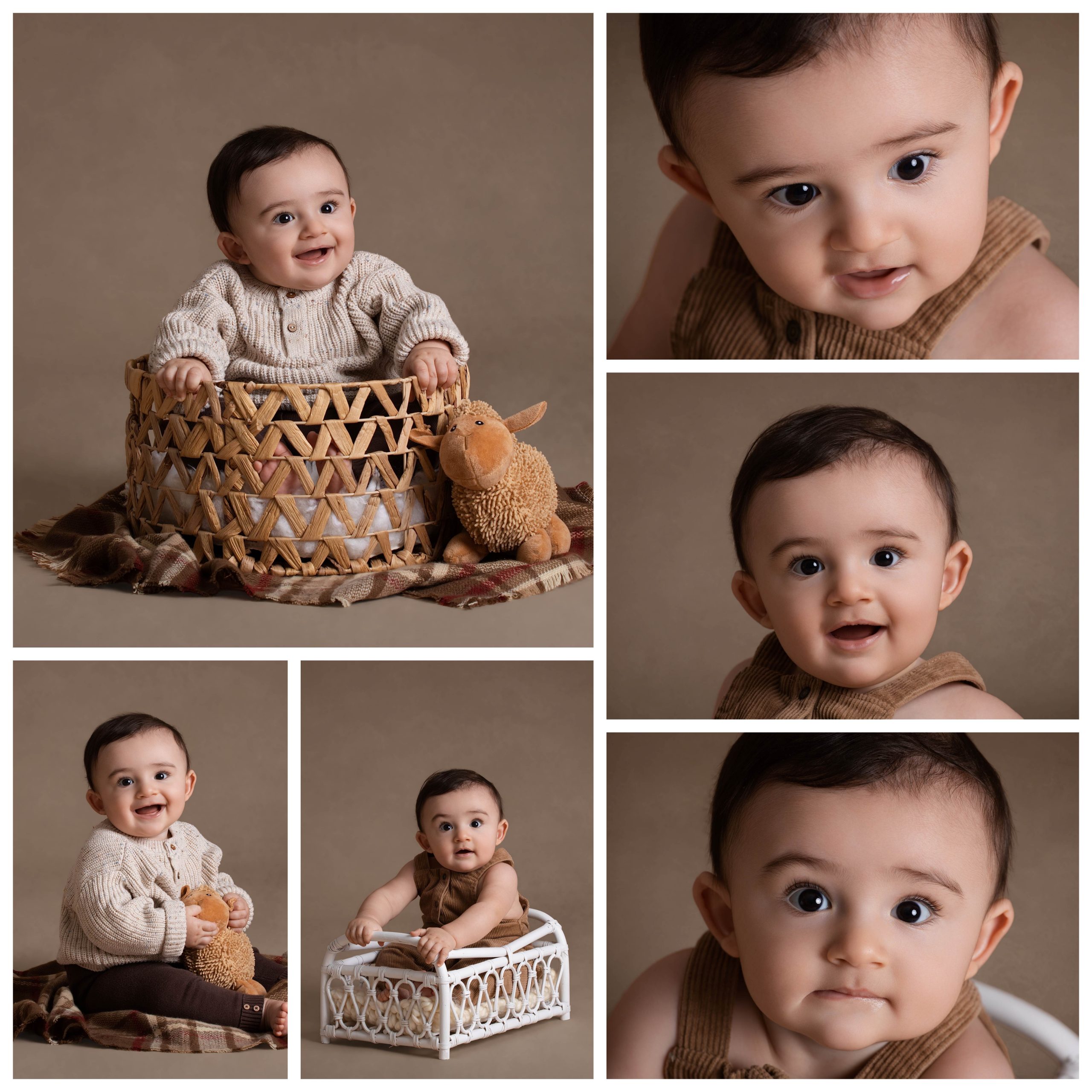 photographe pour enfant bébé à Bourges petit garçon de 8 mois très souriant photographié par photographe à Baugy entre Bourges et Nevers